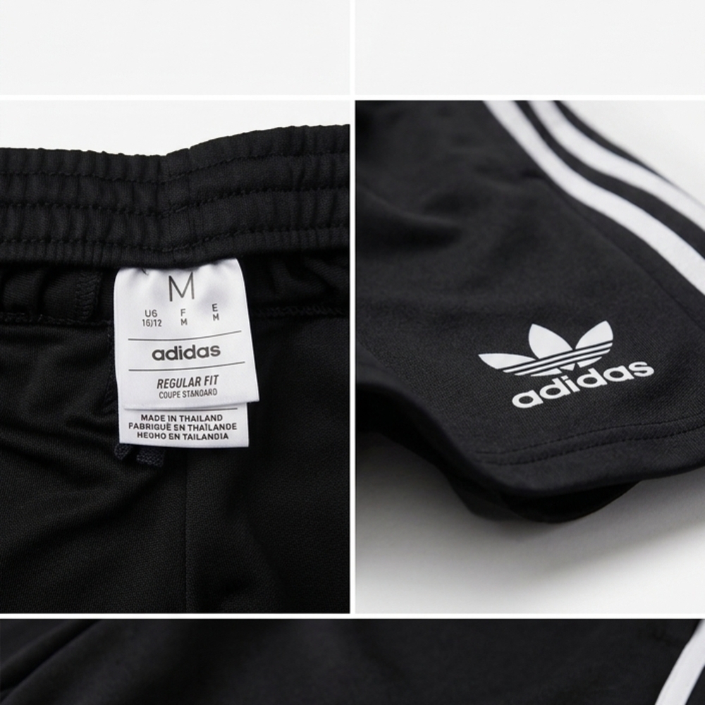 adidas Black Shorts with White Trefoil Logo and Side Stripes